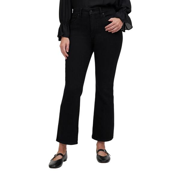 Madewell Women's Curvy Kick Out Jean Size 32 Black Stretch Flare Leg - Picture 1 of 10